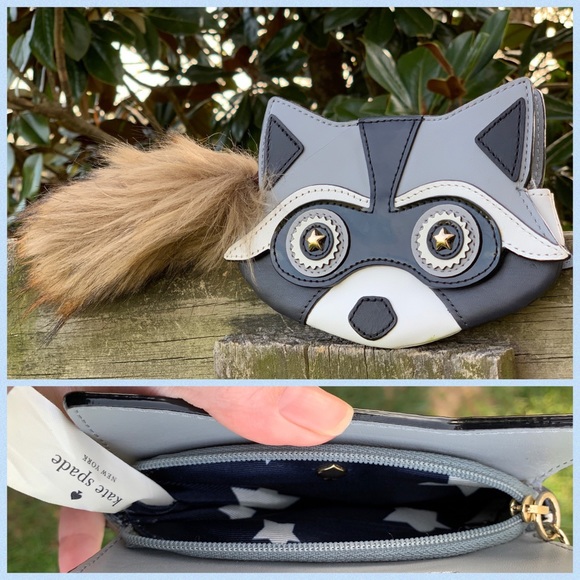 Kate Spade ♠️ Raccoon Coin Bag Purse 🦝 Racoon - Picture 3 of 3